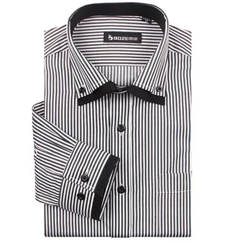 High Quality Black And White Stripes Shirt Long Sleeve Man Shirt,Double
