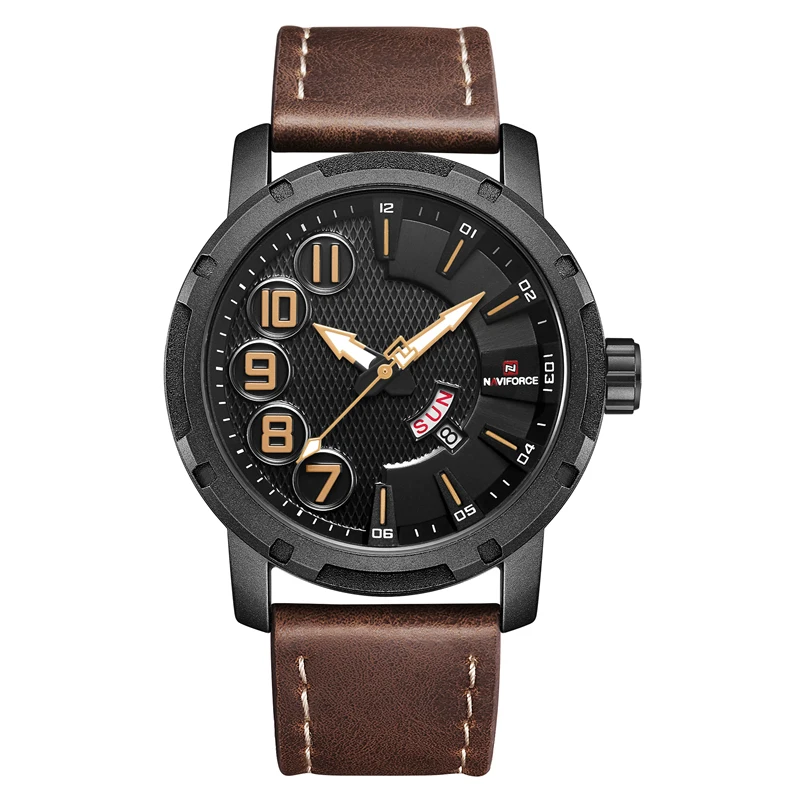 

NAVIFORCE Brand Fashion Casual Watches Men's 3ATM Waterproof Quartz Watch Men Date Clock Man Leather Army Military Wristwatch