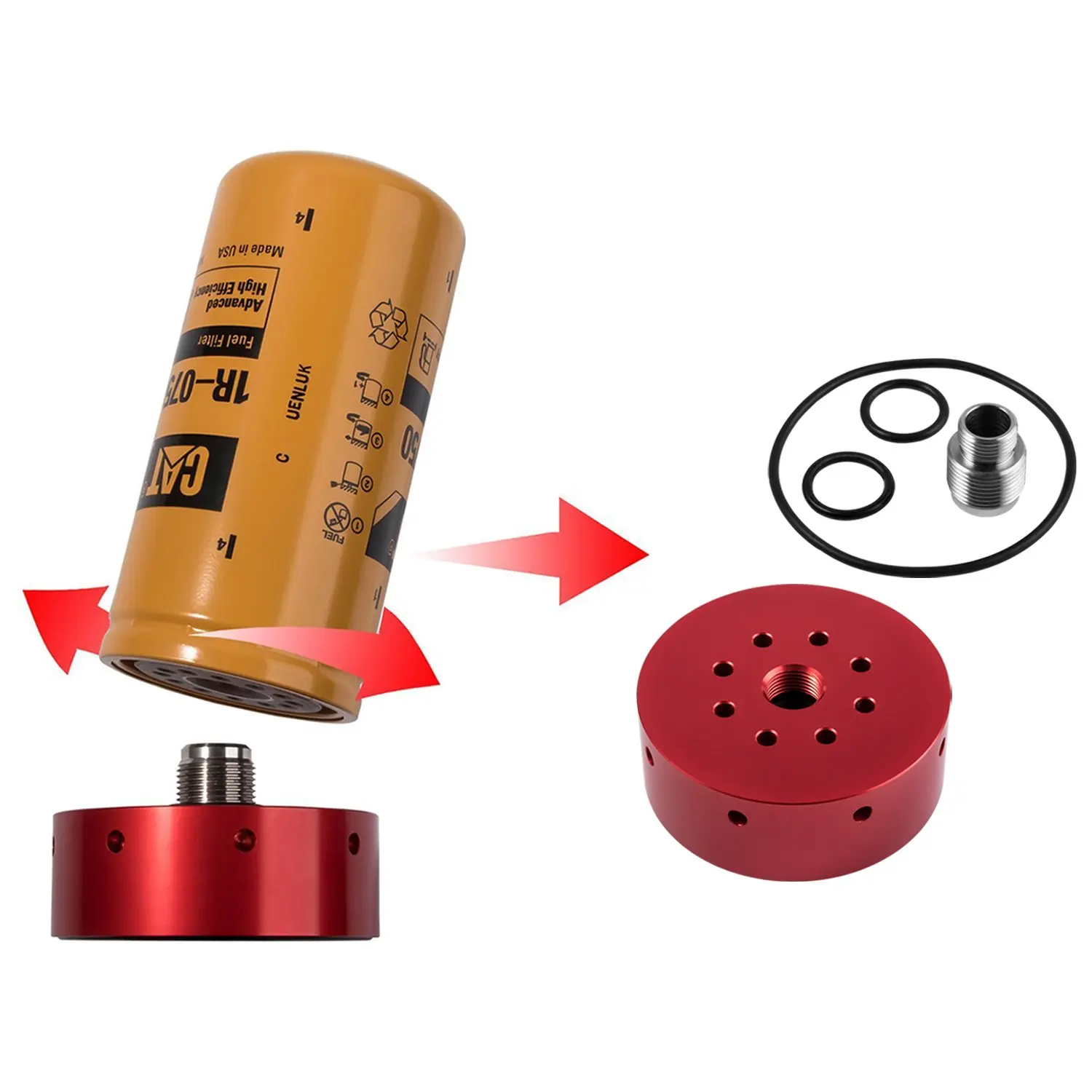 Buy CAT Fuel Filter Adapter for 2001-2016 Chevy/GMC ... duramax fuel filter bleeder screw 