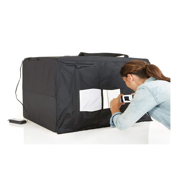 

Desktop LED mini photo studio Folding portable Photography food cake product for mobile phone cellphone, White