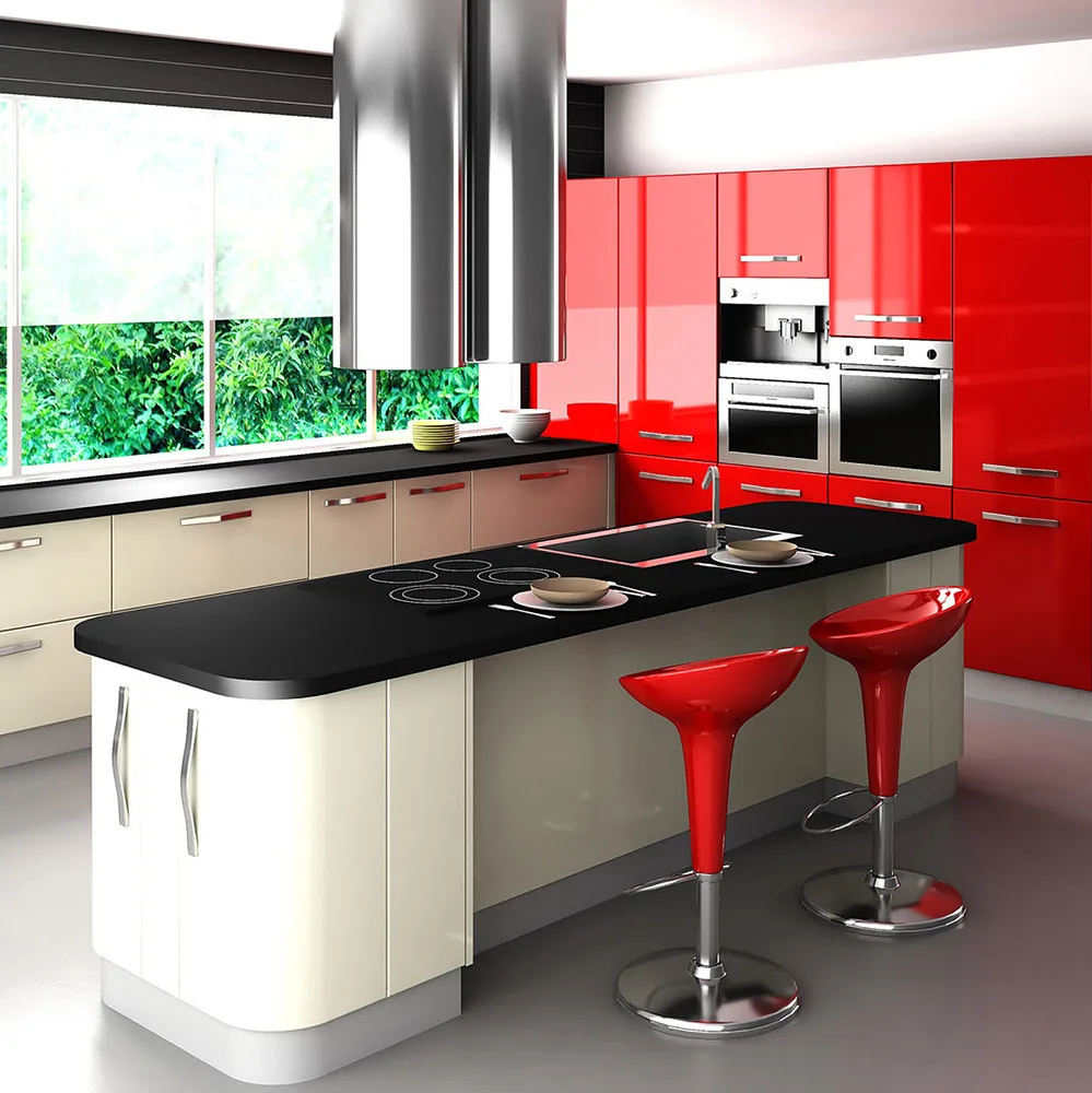 High end moderne ontwerp italiaanse custom hout land keuken, wit ...