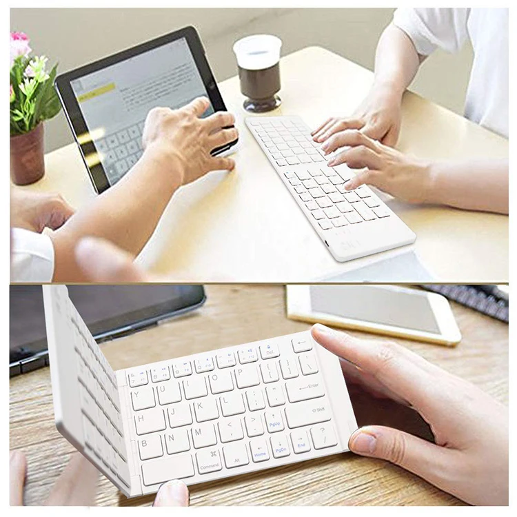 Portable Slim Wireless External Flexible Folding Bluetooth Keyboard For