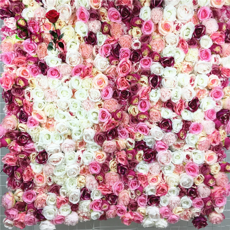 

SPR newest wedding decoration wedding artificial rose flower wall backdrop events baby showing party decor wedding flower wall, White mix red