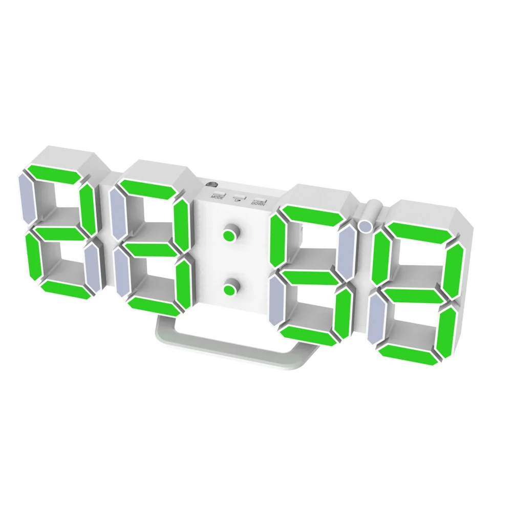 

Smart 3D LED Digital Wall Clock with Desktop Stand Modern Design with Date Temperature Display Brightness Adjustable