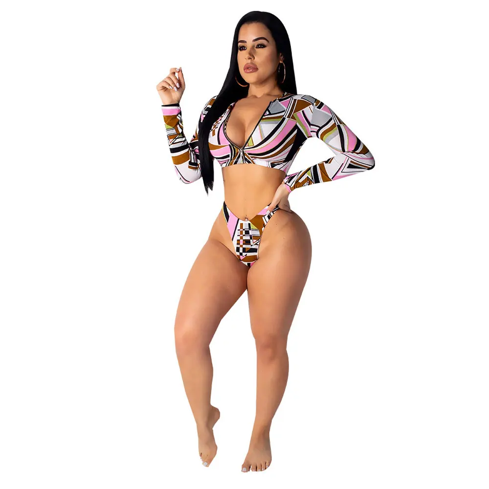 

90315-MX80 sexy v neck printed zipper casual wome two piece jumpsuit