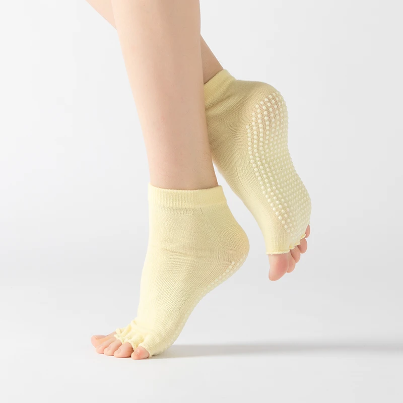 
Fashion Women Polyester Solid PVC Dot Non Slip Toeless Yoga Socks 