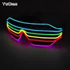 Cheap!Flexible EL wire Shutter Sunglasses Holiday Lighting Cosplay Movie Party Supplies Led Neon Flickering Eyewear with Drive