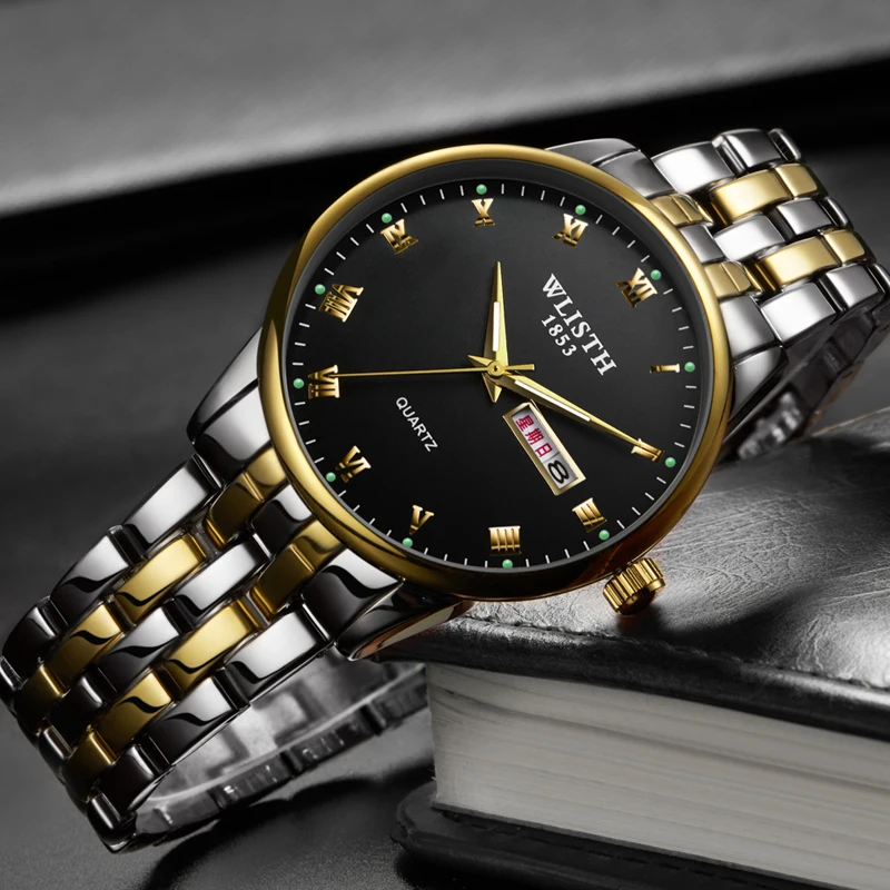 Double calendar luminous waterproof men and women watch luxury couple watch quartz