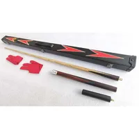 

Snooker Billiard Black-red leather patchwork Wooden Cue Case and Cue stick Kit 3/4-pc