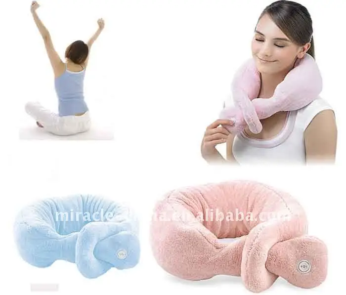 Vibrating Massaging Neck Travel Pillow Colors Vary Wrap Around Massage Feature