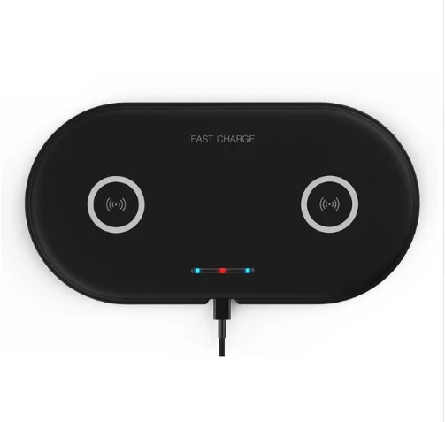 

2 in 1 Qi Standard Wireless Charger HT02 Dual Pad 7.5W/10W Fast Wireless Charging For ios Android Mobile Phones, Black;white;blue