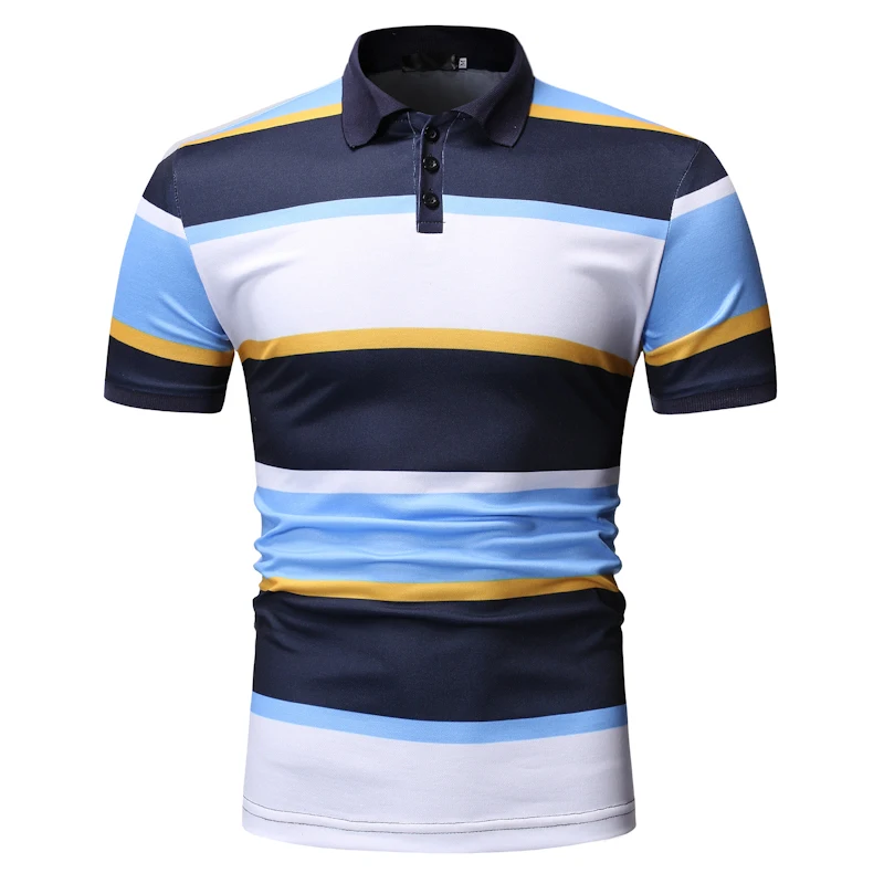Customized Wholesale 100% Polyester Mens Multi Color Stripes Polo Shirt ...