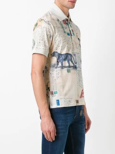 original design fashionable figure printed polo tshirt men