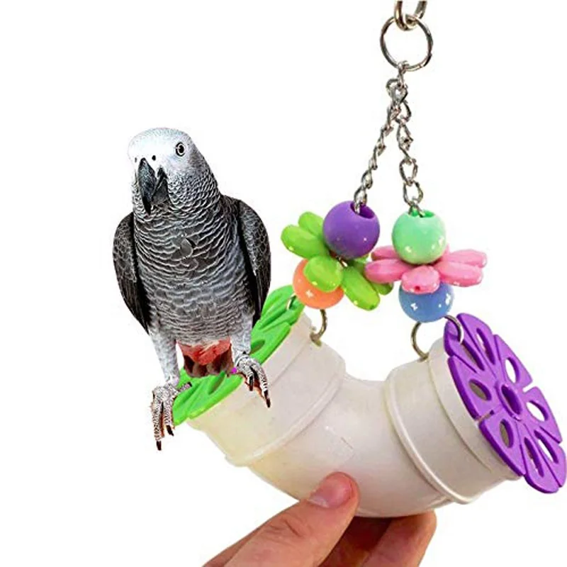 

Acrylic Bird Chew Hang Toys Foraging Tube Parrot Cage Toy African Grey Cockatoo, Mix color