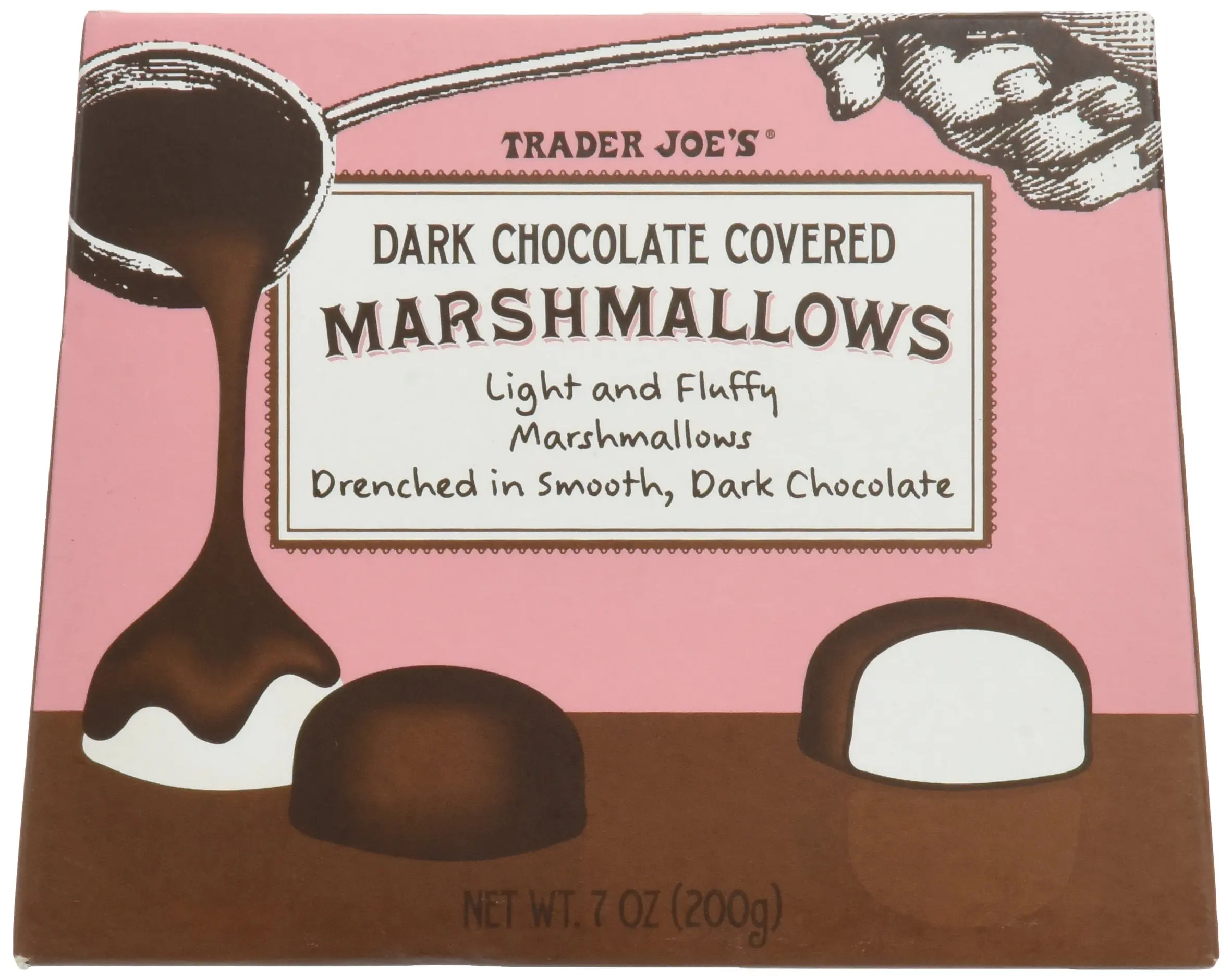 Trader Joes Dark Chocolate Covered Marshmallows - 2 Pack. 