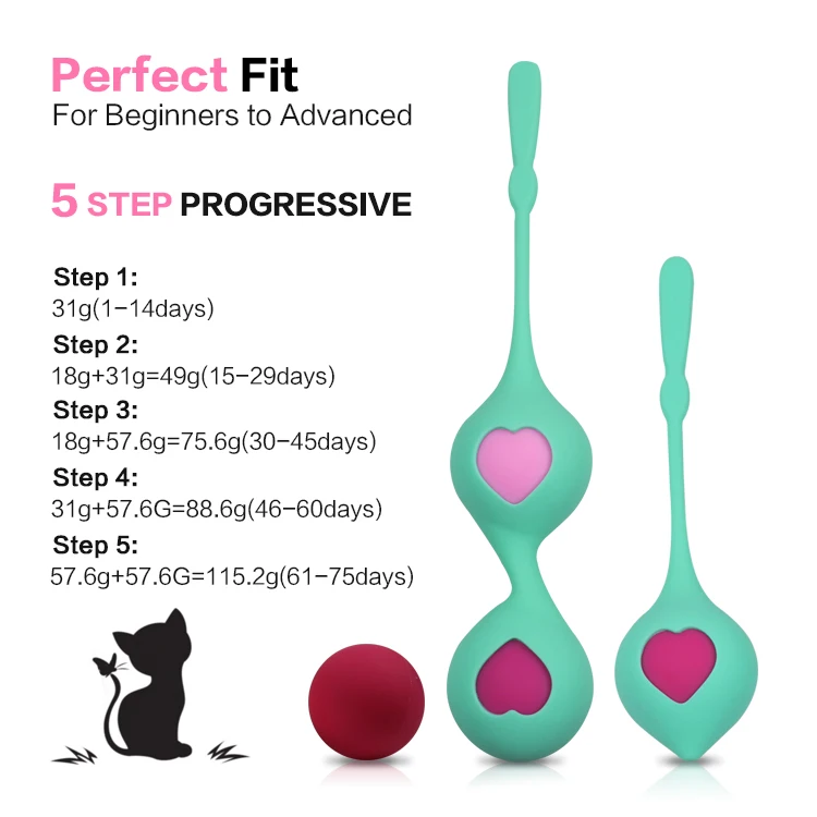 Ben Wa Ball Pelvic Exercise Kit Smart Vaginal Tightening Love Heart Kegel Weight Exercise Balls Set Adult Sex Toy For Woman