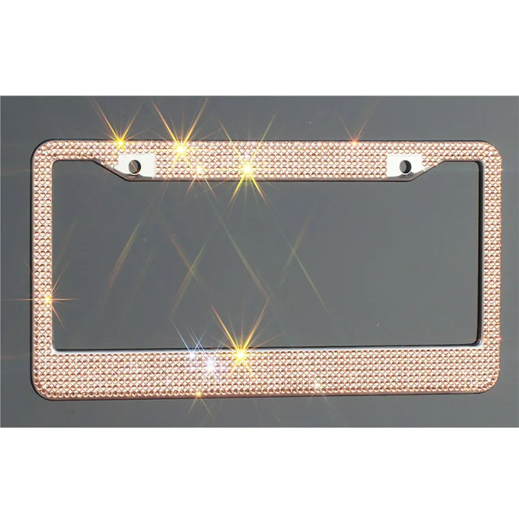 

gold color/ light peach rhinestone blinged auto license plate frame