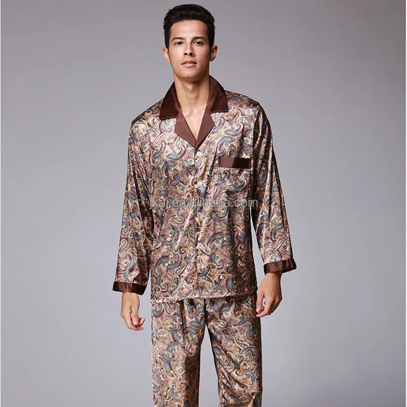

The fall of the new silk pajamas men fall pajamas long sleeved pants two piece suit Home Furnishing Canarii, N/a