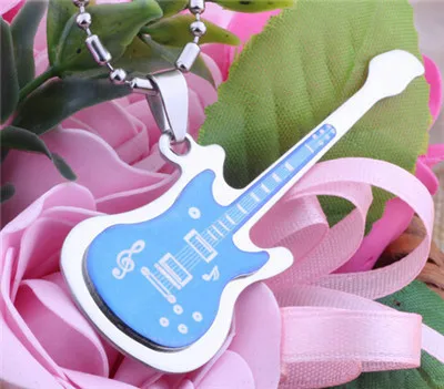 

Fashion guitar Pendant 316L Stainless Steel pendants necklaces Stainless steel rock guitar pendants necklace