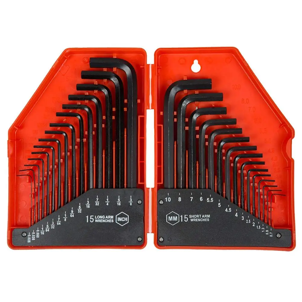 

30 piece folding case packing hex allen key wrench set