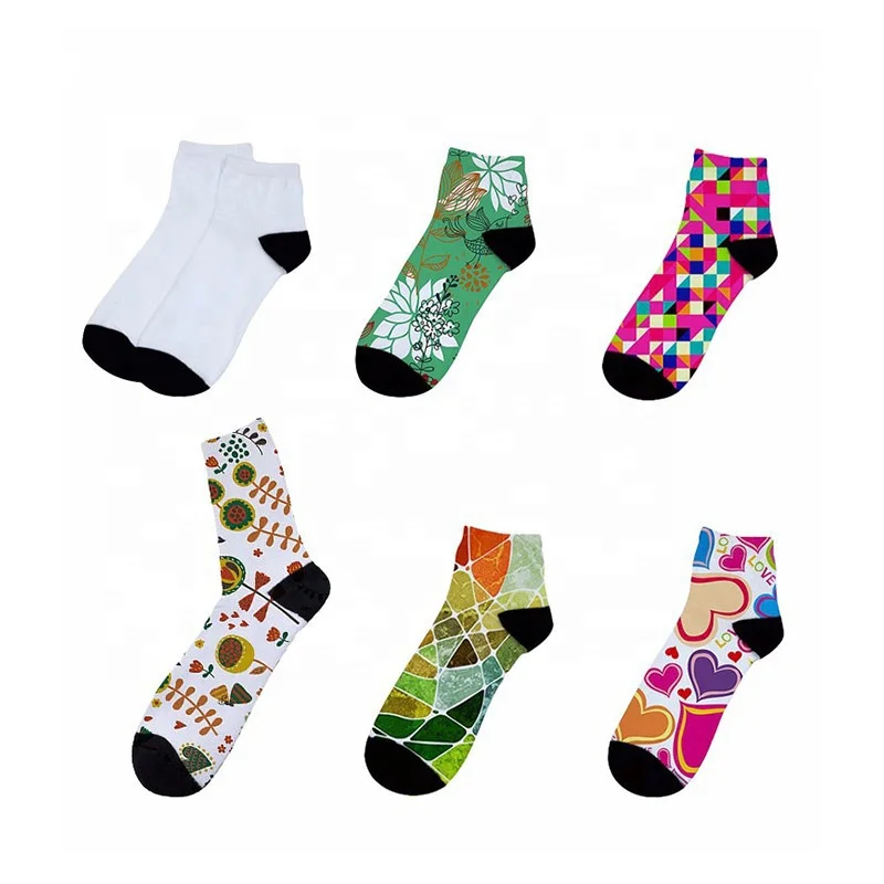 

Factory Wholesale Personality OEM Stockings Custom Logo Sublimation Blank Ankle Socks, White+black