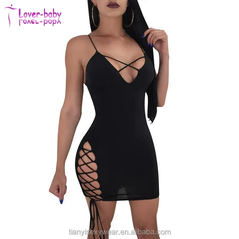 

High Quality Summer Lace-Up Side Bodycon Bandage Mini Dress, N/a