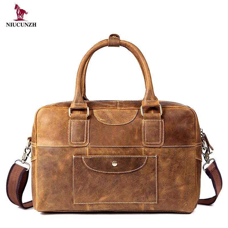 

Online Crazy Horse Leather Men's Shoulder Bag Head Layer Of Cowhide Handbag Crossbody Sling Shoulder Bag For Man, Coffee