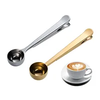 

Quality Chinese Products Gold Coffee Spoon Bronze Measuring Scoop with Bag Clip