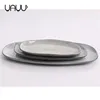 Oval Porcelain Serving Platters / Plates , Rustic effect porcelain Japanese restaurant dishes