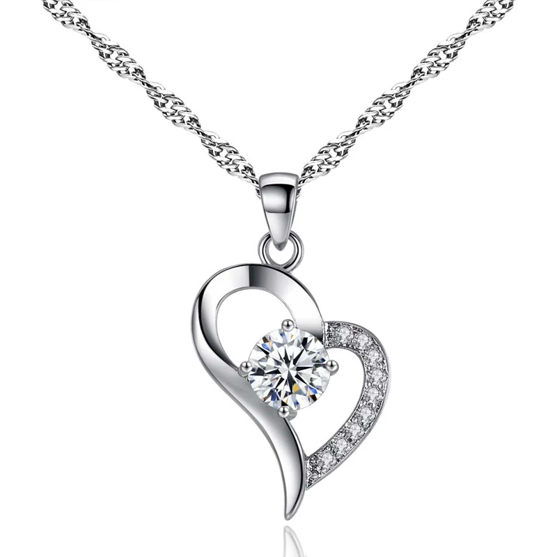 

Real White Gold Plated Large Heart Pendant Heart Zircon Pendant Free Shipping
