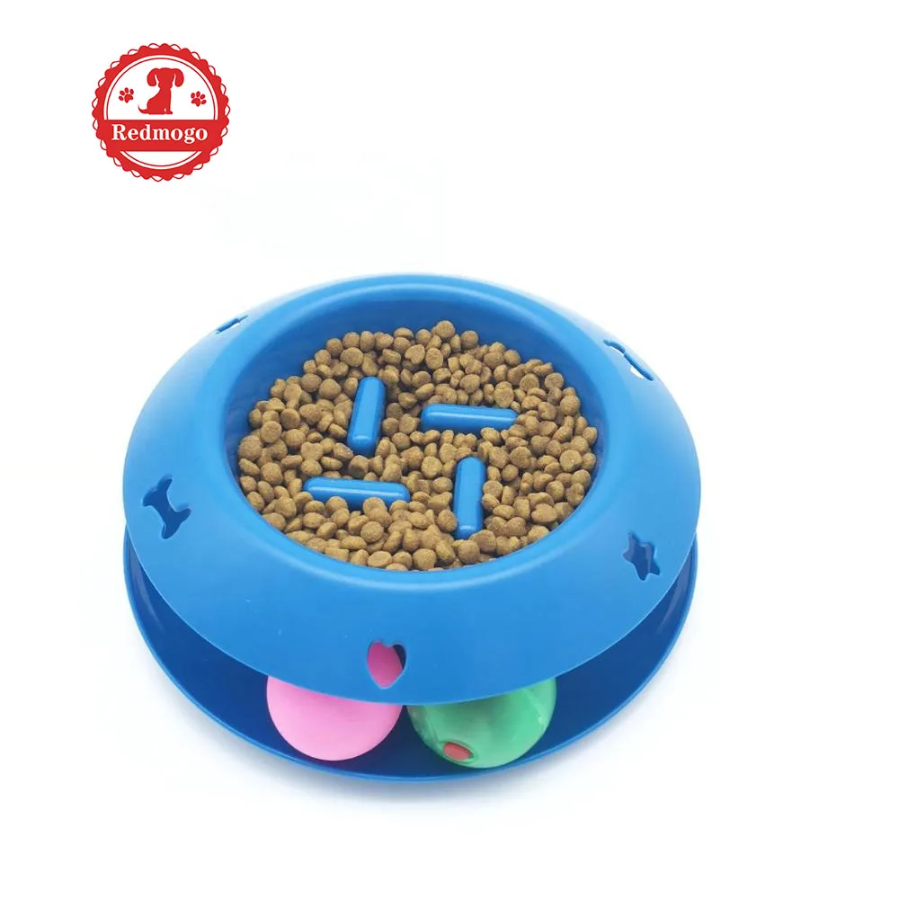 

Slow Feed Dog Bowl Cat Bowl Track Cat Toy IQ Treat Dispenser Ball Fun Feed Interactive Slow Eating Stop Bloat Pet Bowl for Cats, Blue
