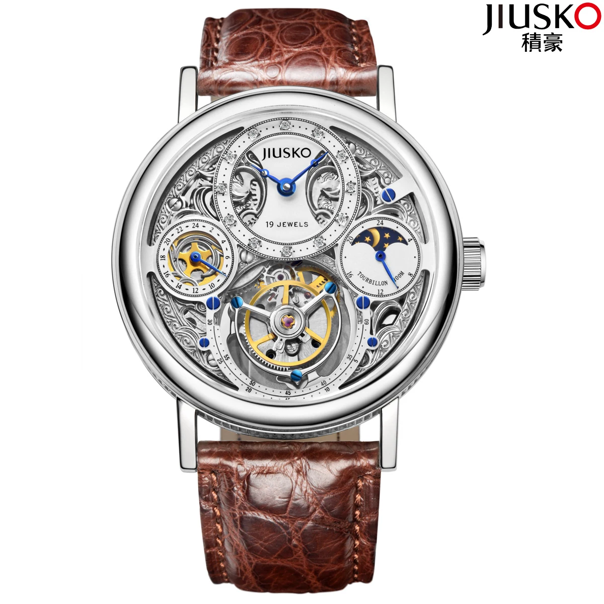 Luxury Brand Stainless Steel Tourbillion Men Watch Automatic Mechanical Watch