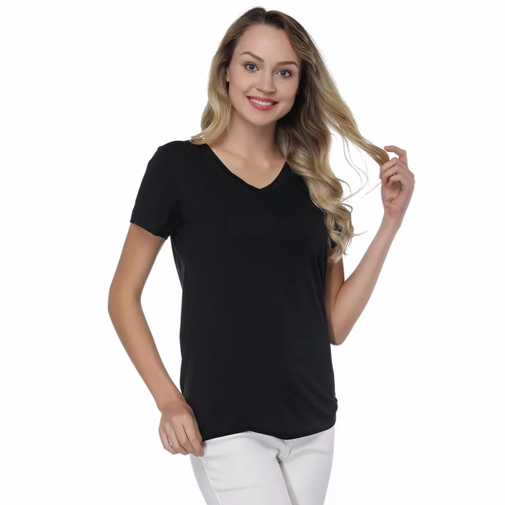 

Wholesale Women' Short Sleeve Classic Fitted 100% Bamboo Fiber T Shirt Comfy Undershirt Tee