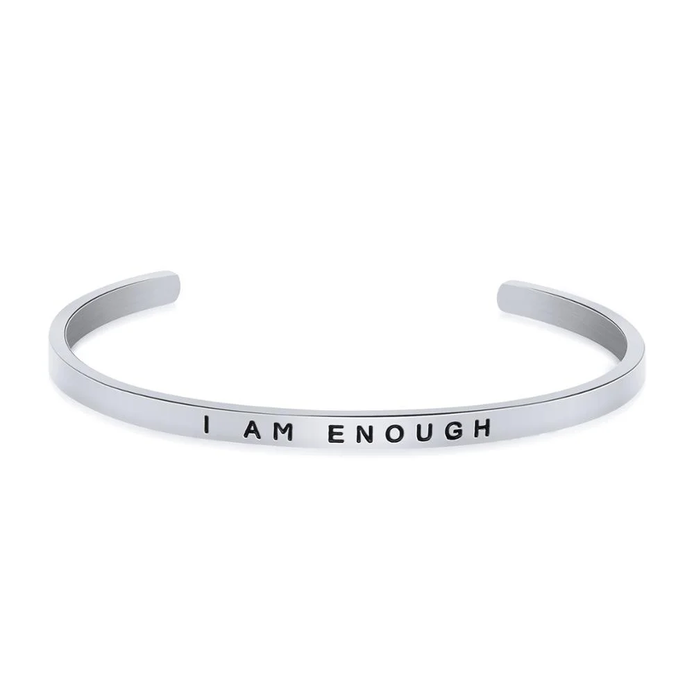 Wholesale Women Jewelry C shaped Gold Stainless Steel Engraved Quotes Bangle Cuff Bracelets for girls sister best friend