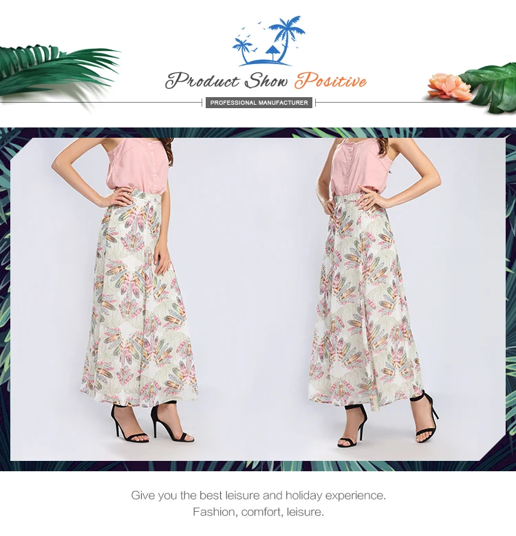 Custom print beach fashion lady latest long maxi skirt design