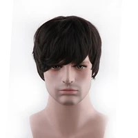 

New Products Black Color Heat Resistant Synthetic Cheap Short Men Wig