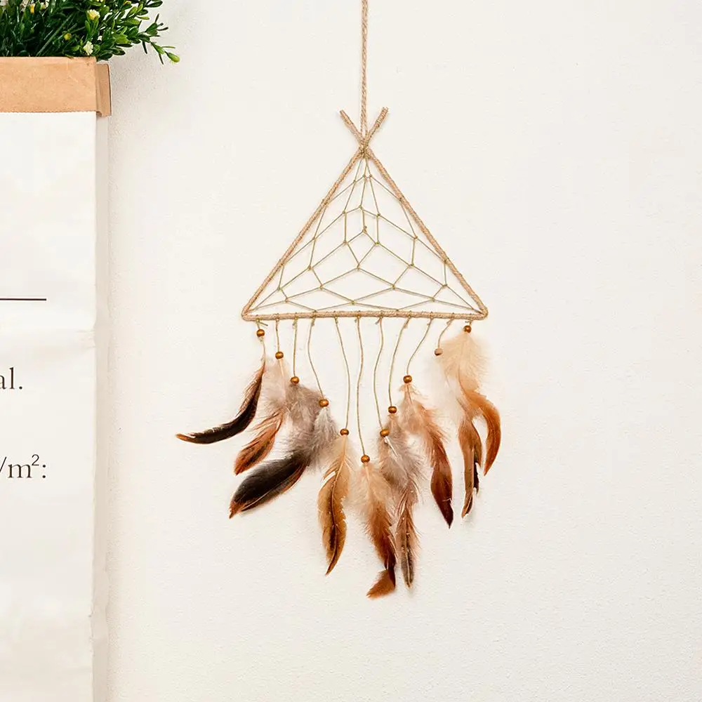 

Artilady factory price 2018 new design gray boho wall hanging dream catcher decor with feather