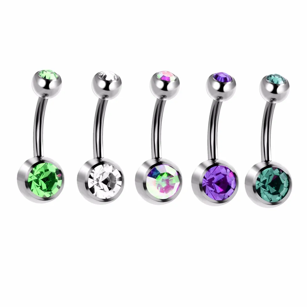 Navel Piercing Mix Color Perfection Double Gem Ball Titanium Belly ...