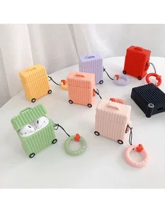 Cute Suitcase Anti Lost Silicone Case AirPods Finger Ring Strap