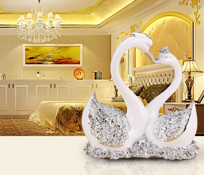 Wedding Table Centerpiece Decor Love Couple Swan Statues For Marriage ...
