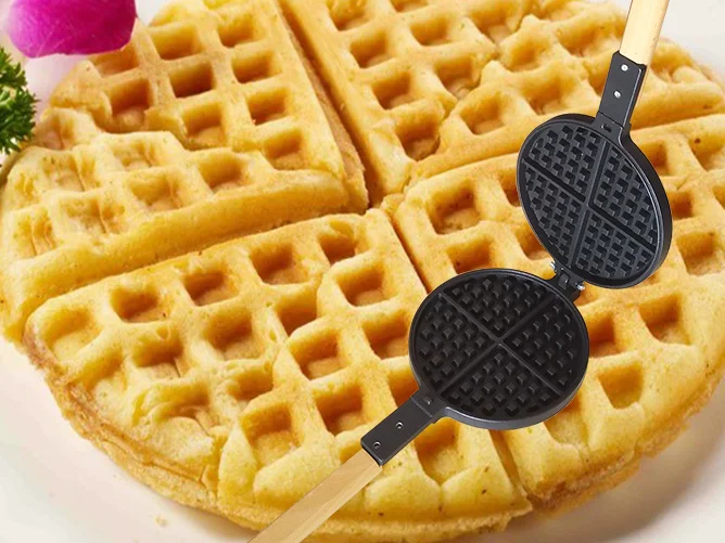 Nonstick Coating Cast Iron Double Sided Waffle Maker Caramel Waffle
