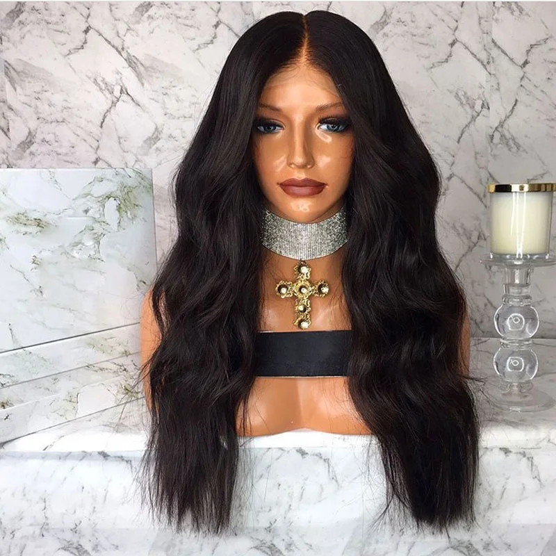 

brazilian human hair wig Cheap Pre-plucked Brazilian Human Full Lace Wig, Natural color lace wig