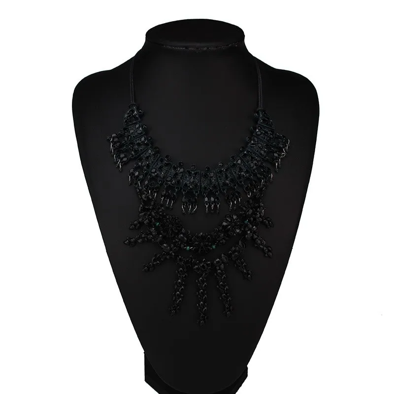 Multi-Layers Filigree Flower Pendant Statements Chunkys Long Big Collar Necklace