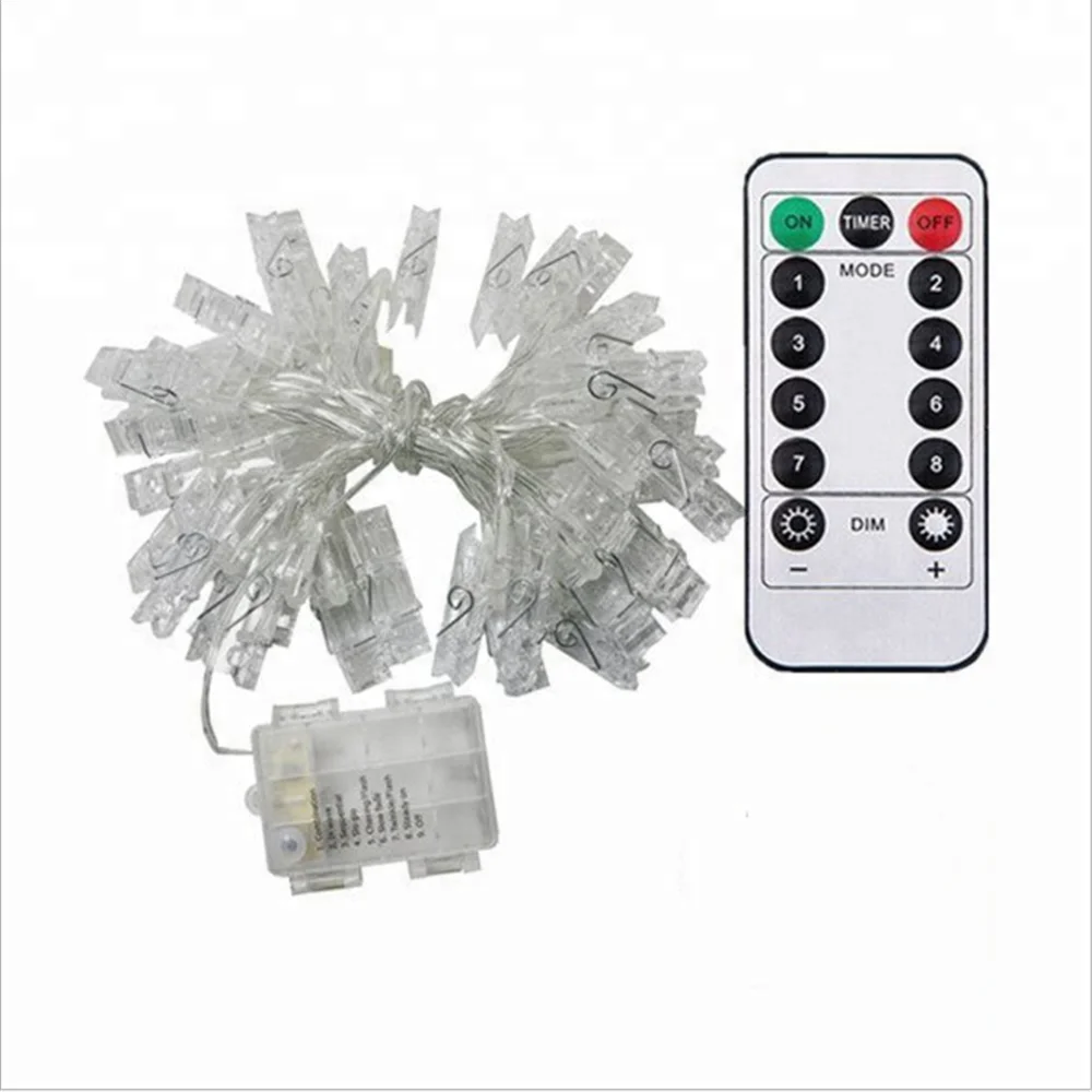 Battery Powered Remote 3.1M 20 LED Photo Clip String Lights for Party Decoration