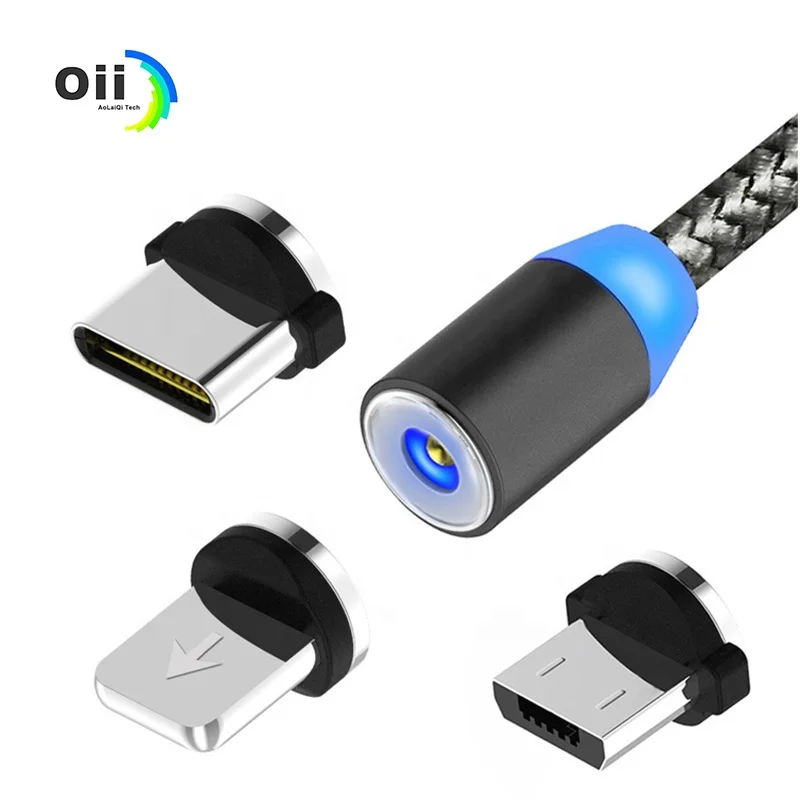 High quality 3 In 1 Nylon Quick Micro Type C For Apple Devices Magnetic USB Charging Cable