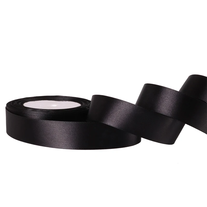 

2018 hot sale Solid Color Pattern 25mm Satin Ribbons -polyester satin ribbon, Black