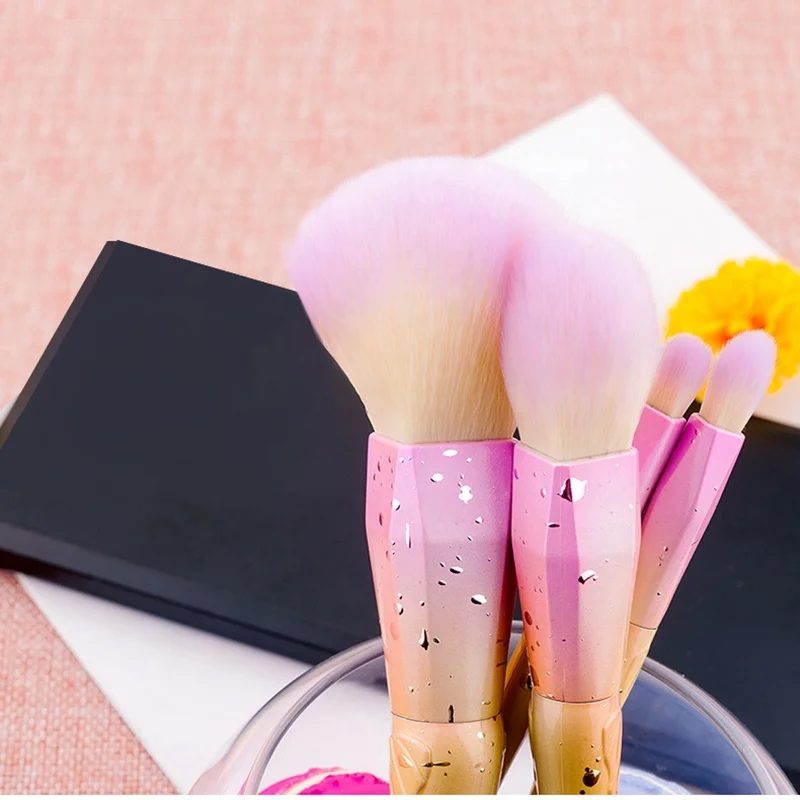 5pcs Fresh Design Gradient Water-drop Pattern Fish Tail Makeup Brushes