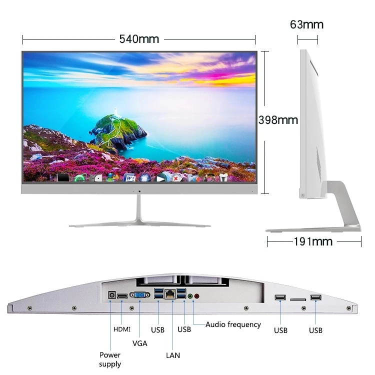 2023 Wholesale 24'' FHD Screen  All In One PC Desktop Intel i7 Quad Core 8GB RAM 256G Computer With Camera