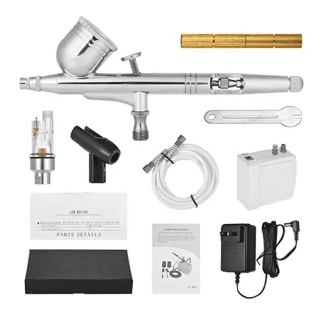 

Dual Action Airbrush Kit Portable Air Compressor kit with Airbrush Cleaning Needle for Art Painting Cake Decorating