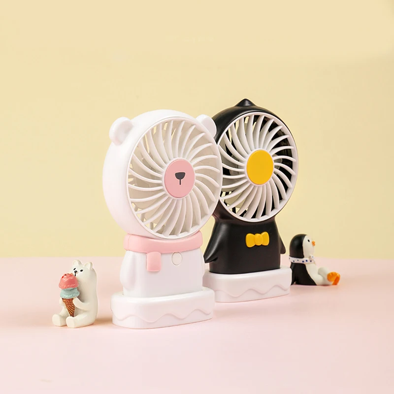 Polar bear and penguin hand held electric summer air cooling USB mini fan